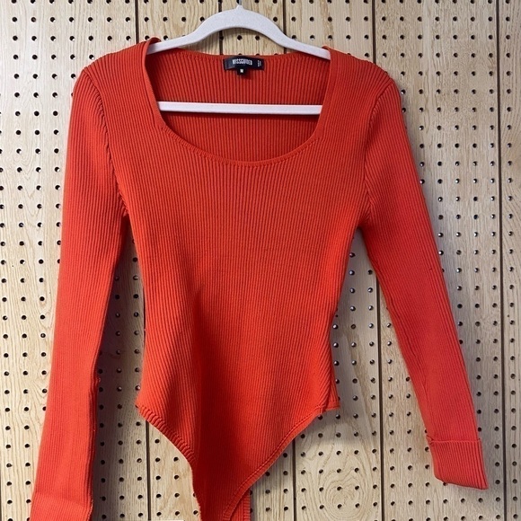 Missguided Orange Ribbed Bodysuit - Picture 1 of 3